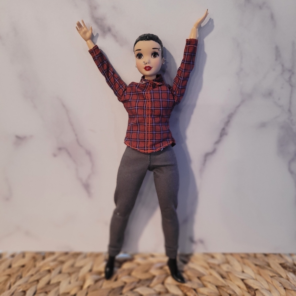 OOAK Snow White Curvy Doll with Short Hair and Piercings
